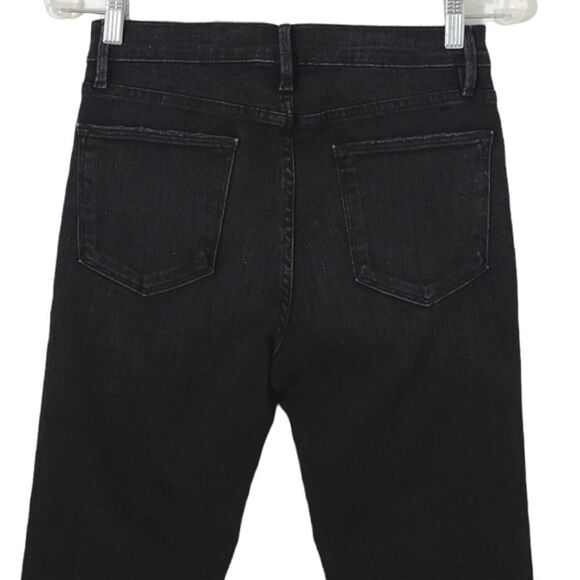 NWOT FRAME 29 Black Denim Le High Straight Side Fray Jeans in Killington Size 29 - Picture 12 of 16